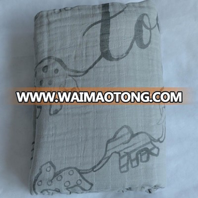 100% organic cotton 4-layer printed muslin baby swaddle blankets